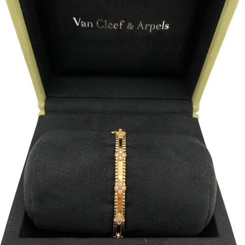 Pre-Owned Van Cleef & Arpels Perle Sweet Clover Bracelet Small Model VCARP6X100 18K Rose Gold/Diamond