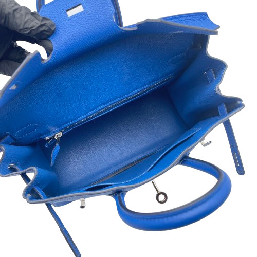 プレオウンド エルメス バーキン 25 ブルー トゴ シルバー金具 C刻印