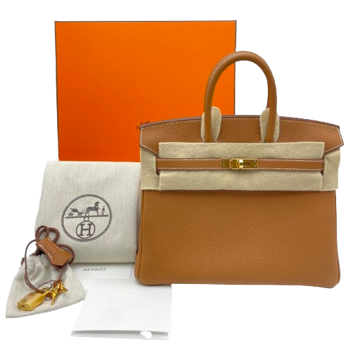 Hermes Birkin 25 Gold Togo Gold Hardware W Engraved