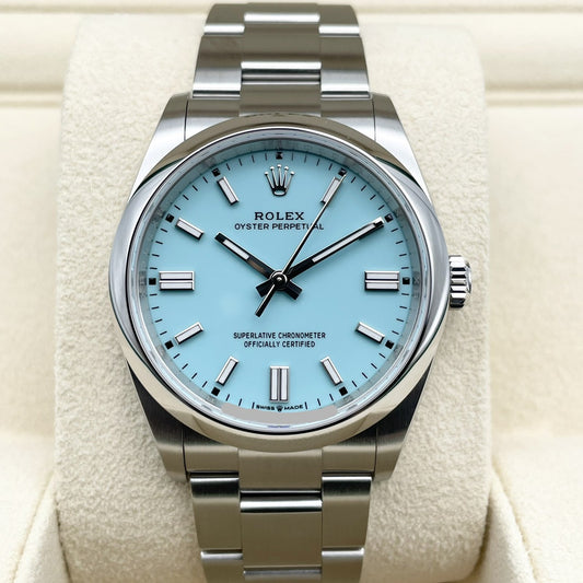 Pre-Owned Rolex Oyster Perpetual 126000 Oyster Bracelet Turquoise Blue 36mm