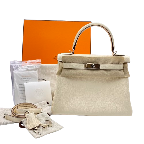 Pre-Owned Hermes Kelly 28 Nata Torillon Clemence Silver Fittings U Engraved