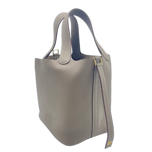 Hermes Picotin Lock PM Etoupe Torillon Clemence Gold Hardware w 새겨진