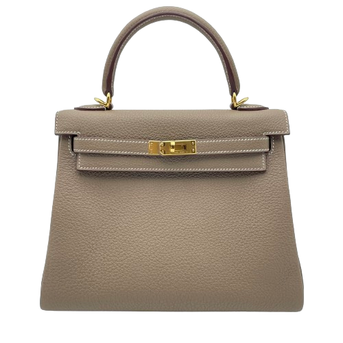 プレオウンド 【現金特価】エルメス ケリー 25 エトゥープ トゴ ゴールド金具 B刻印