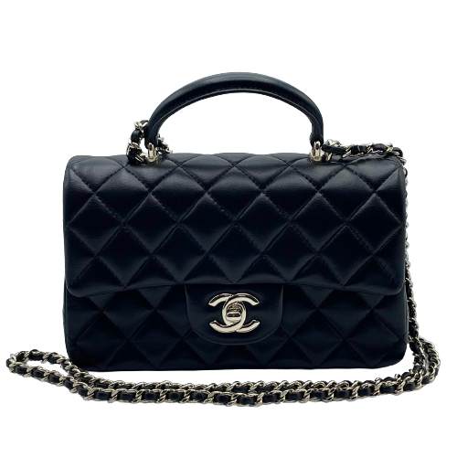 Pre-Owned Chanel Top Handle Mini Flap Bag W20 Lambskin