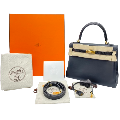 プレオウンド 【現金特価】エルメス ケリー タッチ 25 ノワール スイフト・リザード ゴールド金具 B刻印