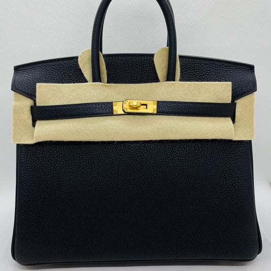 Pre-Owned Hermes Birkin 25 Black Togo Gold Hardware U Engraved