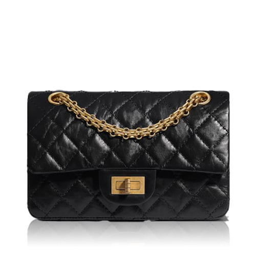Pre-Owned Chanel Matelasse 2.55 Mini Handbag Aged Calfskin Black AS0874 Y04634 94305