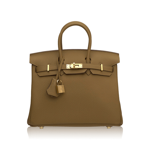 Pre-Owned Hermes Birkin 25 Bronze Levo Epson Gold Fittings