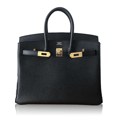Pre-Owned Hermes Birkin 25 Black Vaud Epson Gold Fittings