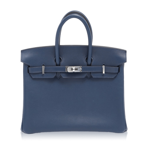 Pre-Owned Hermes Birkin 25 Deep Blue Swift Silver Hardware