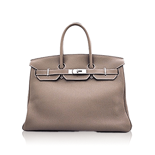 Pre-Owned Hermes Birkin 35 Etoupe Torillon Clemence Silver Hardware