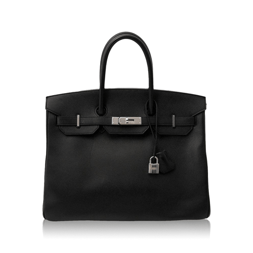 Pre-Owned Hermes Birkin 35 Black Vaud Epson Silver Hardware