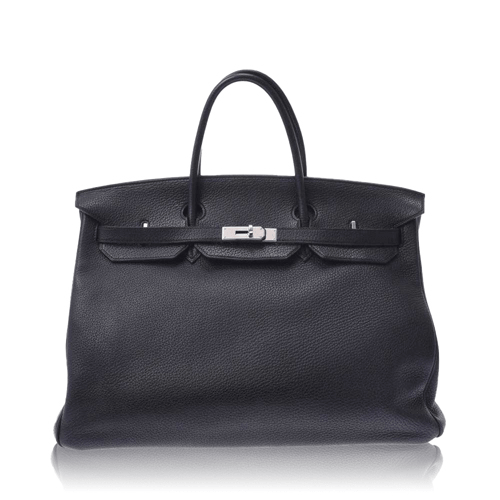 Pre-Owned Hermes Birkin 40 Black Torillon Clemence Silver Hardware