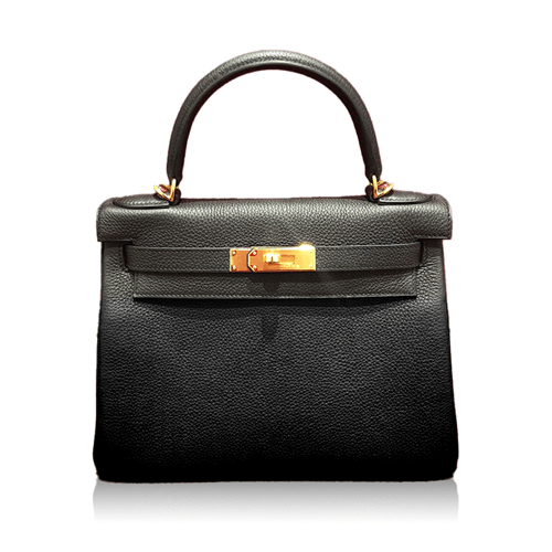 Pre-Owned Hermes Kelly 28 Black Togo Gold Fittings