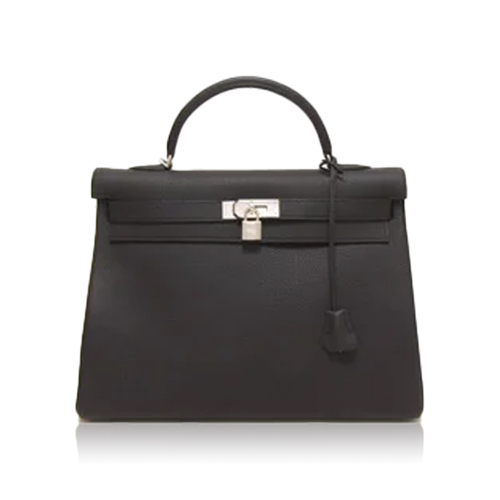 Pre-Owned Hermes Kelly 40 Black Togo Silver Hardware