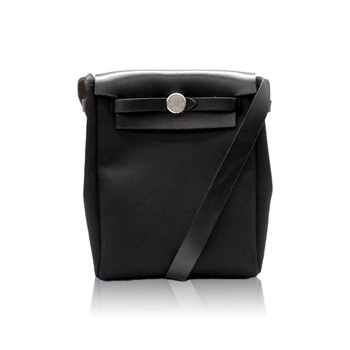 Pre-Owned Hermes Ale Bag TPM Black Canvas x Leather