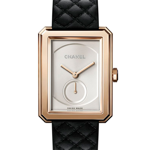 Pre-Owned Chanel Boyfriend Large Model Beige Gold Quilted Pattern Calfskin Strap H6589