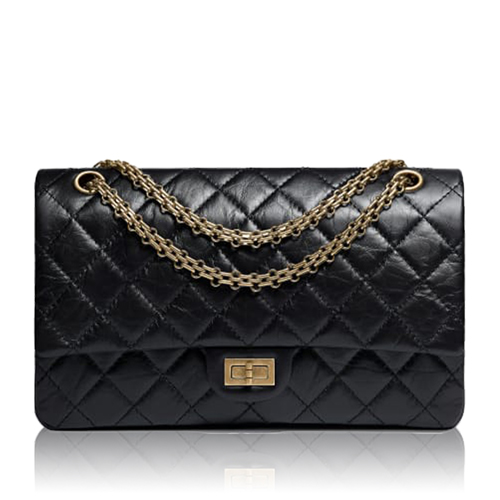 Pre-Owned Chanel Matelasse 2.55 Large Handbag Aged Calfskin Black A37587 Y04634 C3906