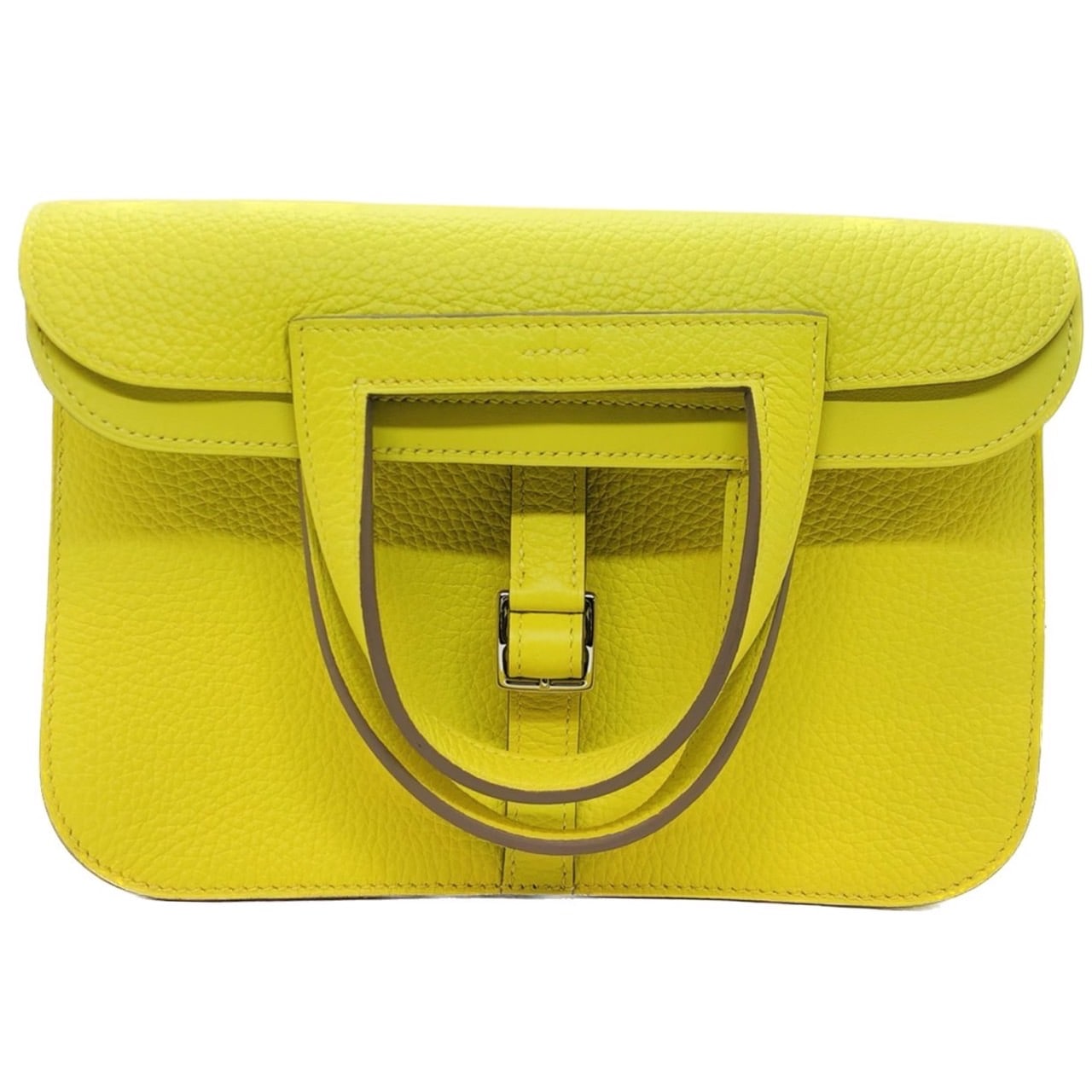 Pre-Owned Hermes Arzan 25 Lime Torillon Clemence Silver Fittings U Engraved