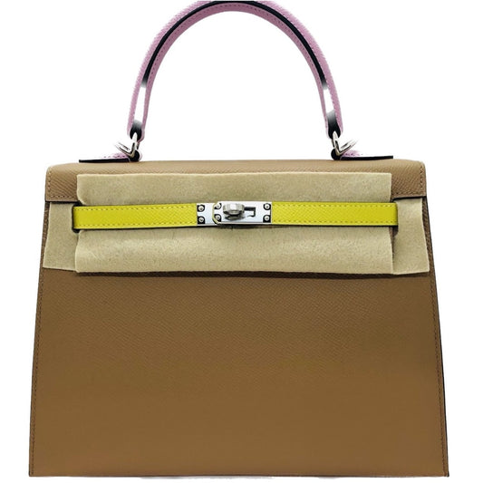 Pre-Owned Hermes Kelly 25 Tricolor Epson Silver Hardware