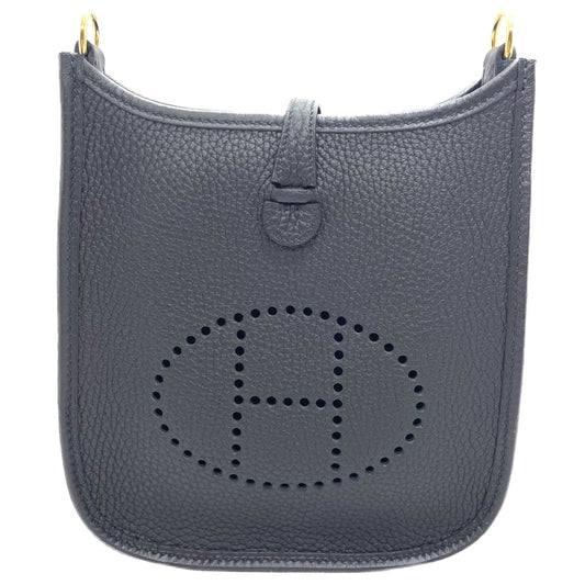 Pre-Owned Hermes Evelyn TPM Noir Torillon Clemence Gold Hardware U Engraved