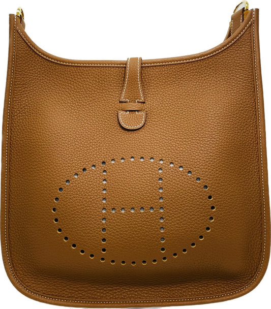 Pre-Owned Hermes Evelyn PM Torillon Clemence Gold Gold Fittings U Engraved
