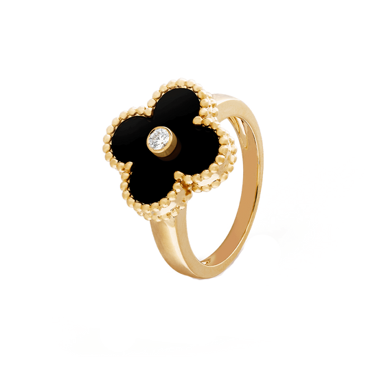 Pre-Owned Van Cleef & Arpels Vintage Alhambra Diamond Onyx Ring