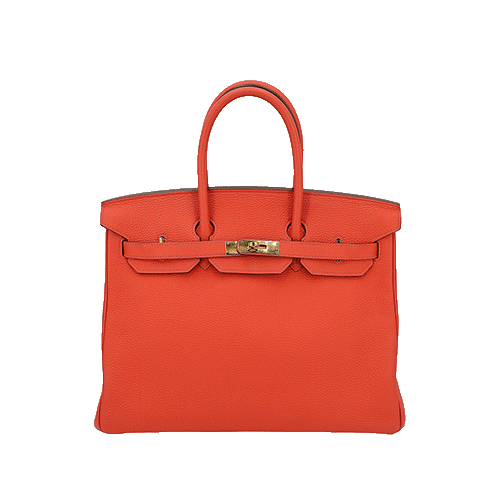 Hermes Birkin 35 Capucine Togo Gold Hardware Used Good Condition