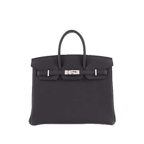 Pre-Owned Hermes Birkin 25 Black Togo Silver Fittings New