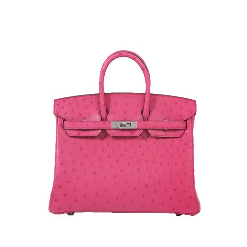 Pre-Owned Hermes Birkin 25 Rose Tilian Ostrich Silver Fittings Used Good Condition
