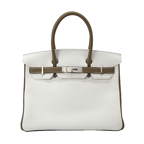 Pre-Owned Hermes Birkin 30 White Torillon Clemence Silver Fittings New