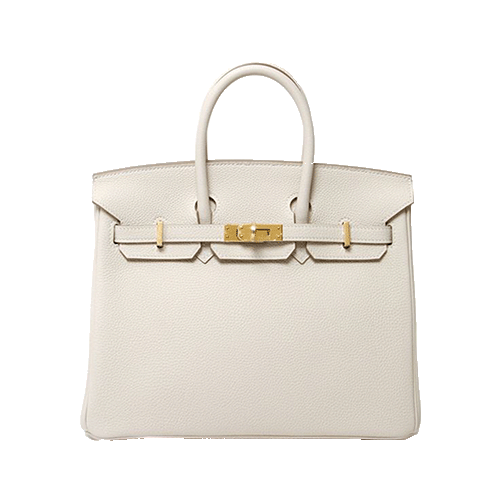 Pre-Owned Hermes Birkin 25 Cre Togo Rose Gold Metal Fittings New