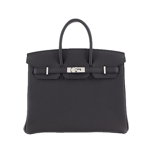 Pre-Owned Hermes Birkin 25 Black Togo Silver Metal Fittings Used Good Condition