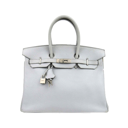 Pre-Owned Hermes Birkin 35 Blue Gracie Togo Silver Fittings New