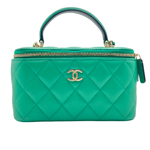 Pre-Owned CHANEL Lambskin Matelasse Vanity Back Chain Shoulder Bicolor