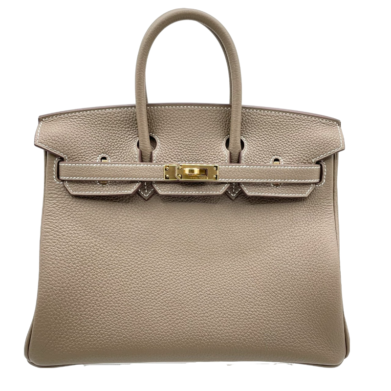 Hermes Birkin 25 Etoupe Torillon Clemence Gold Hardware B 새겨 져
