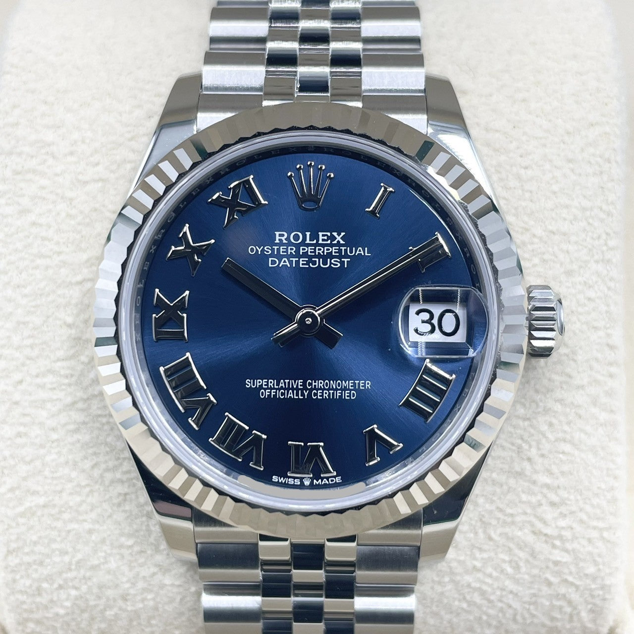 Pre-Owned Rolex Datejust 278274 Bright Blue Roma Oyster Bracelet 31mm