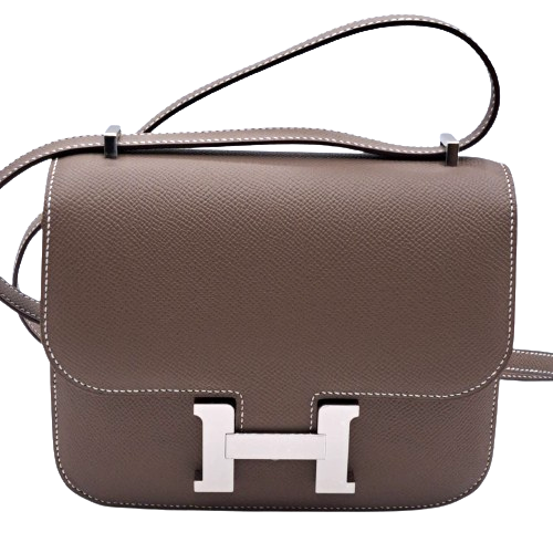 Pre-Owned Hermes Constance Mini 18 Etoupe Epson Silver Metal Fittings B Engraved