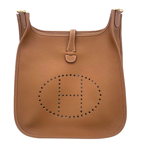 Pre-Owned Hermes Evelyn PM Gold Torillon Clemence Gold Hardware B Engraved