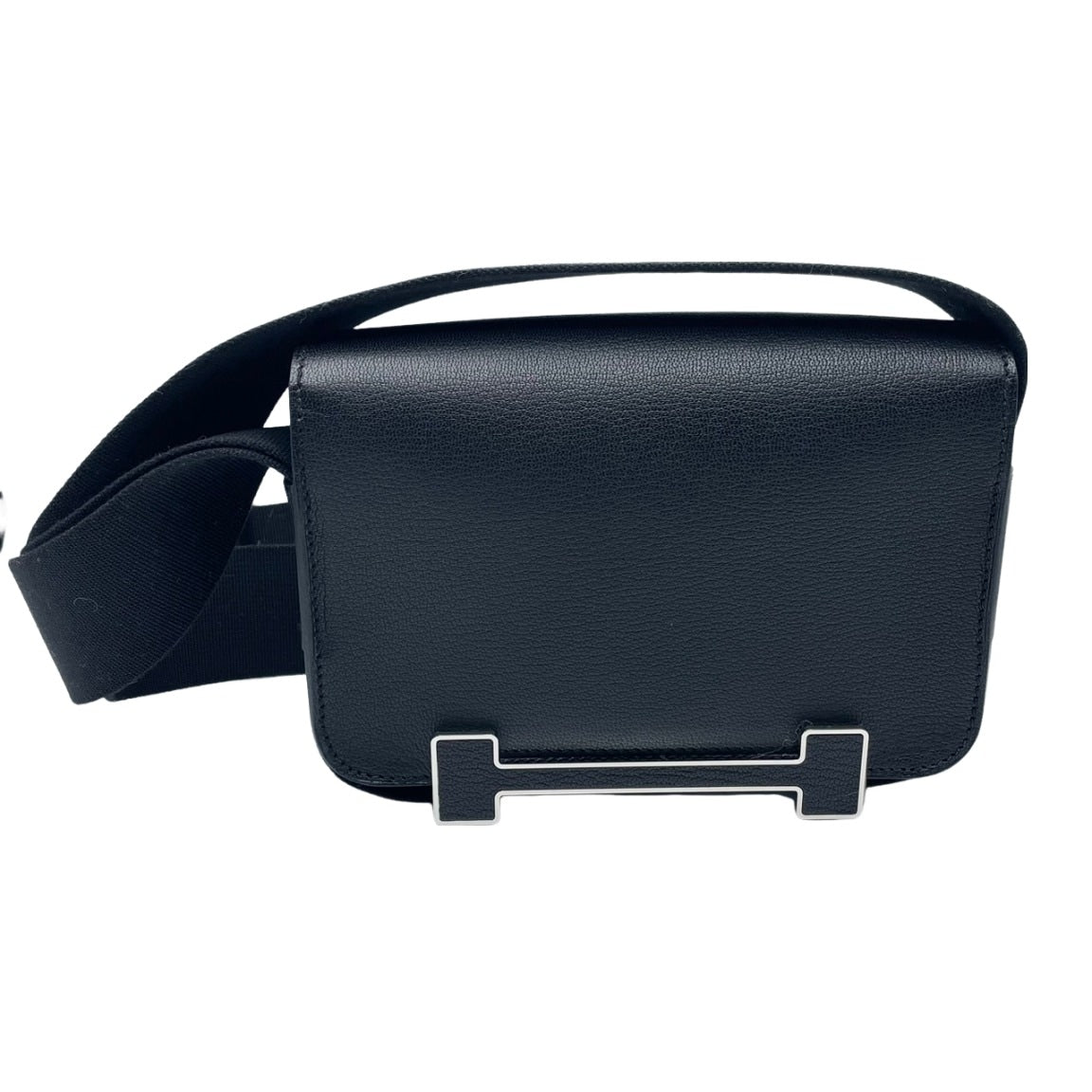 Pre-Owned Hermes Geta Chevre Black B engraved