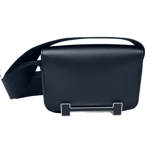 Pre-Owned Hermes Geta Chevre Black B engraved