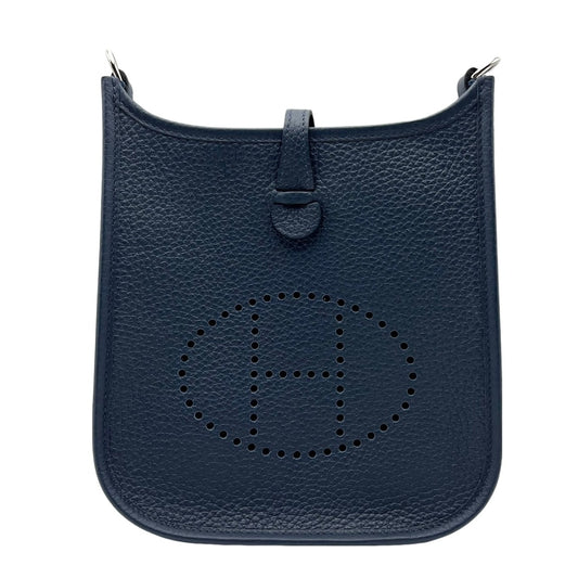 Pre-Owned Hermes Evelyn TPM Torillon Clemence Bleu Dupurs Silver Metal Fittings B Engraved