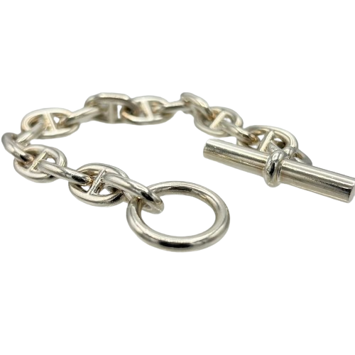 Pre-Owned Hermes Chaine Dunkle Bracelet MM Silver Used Good Condition