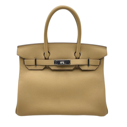 Pre-Owned Hermes Birkin 30 Biscuit Togo Silver Fittings U Engraved