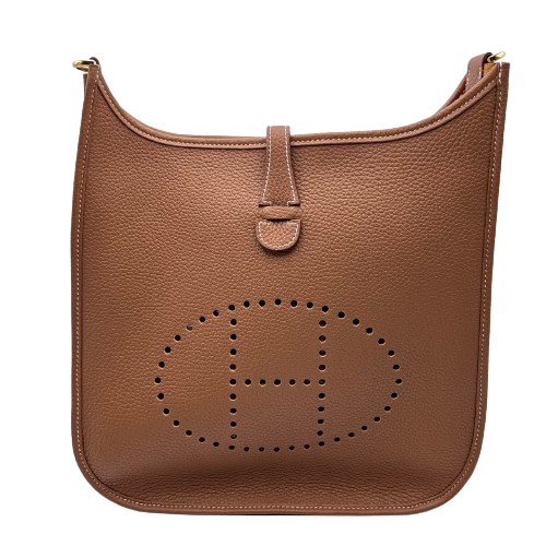 Pre-Owned Hermes Evelyn?V PM Gold Torillon Clemence Gold Hardware B Engraved