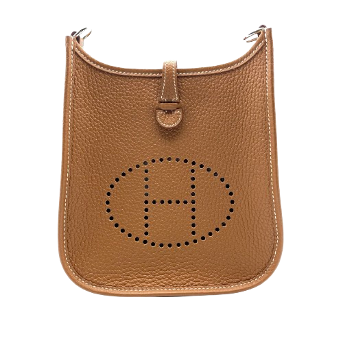 Pre-Owned Hermes Mini Evelyn TPM Torillon Clemence Gold Silver Metal Fittings B Engraved