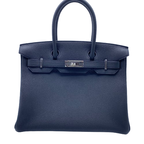 Pre-Owned Hermes Birkin 30 Black Togo Silver Metal Fittings U Engraved