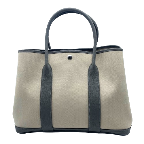 Pre-Owned Hermes Garden Party Grimeyer PM Toil/Leather Silver Fittings U Engraved