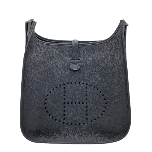 Pre-Owned Hermes Evelyn 30 Noir Torillon Clemence Silver Fitting Y Engraved