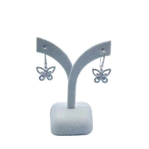 Pre-Owned Graph Butterfly Silhouette Earrings White Gold Diamond